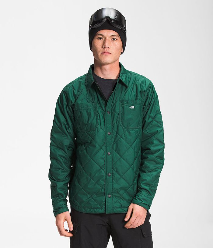 The North Face Puffer Jacket Fort Point Insulated Flannel Green - Mens - Thailand RCBVO-9458